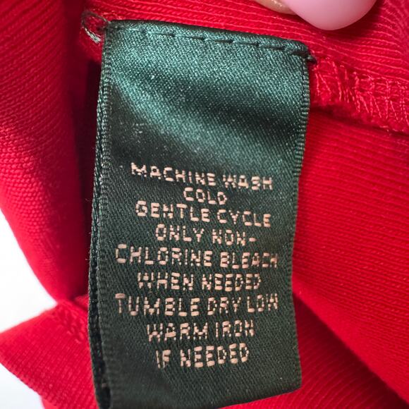 Lauren Ralph Lauren Red V Neck Top with Faux Suede Trim Size Large - Picture 6 of 7